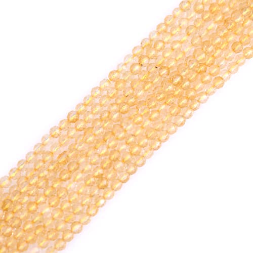 GEM-Inside 3 mm Naturstein gelber Citrin Quarz facettierte runde Abstandshalter kleine Perlen für die Schmuckherstellung 38,1 cm von GEM-INSIDE CREATE YOUR OWN FASHION