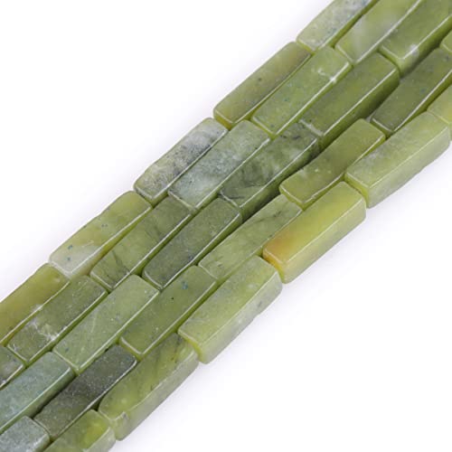 GEM-Inside 4 x 13 mm natürliche grüne Nephrit Jade rechteckiges quadratisches Rohr Würfel Quader Säule Halbedelsteine Chakren Stein Perlen grün für Schmuckherstellung DIY Handarbeit Bastelbedarf 38,1 von GEM-INSIDE CREATE YOUR OWN FASHION