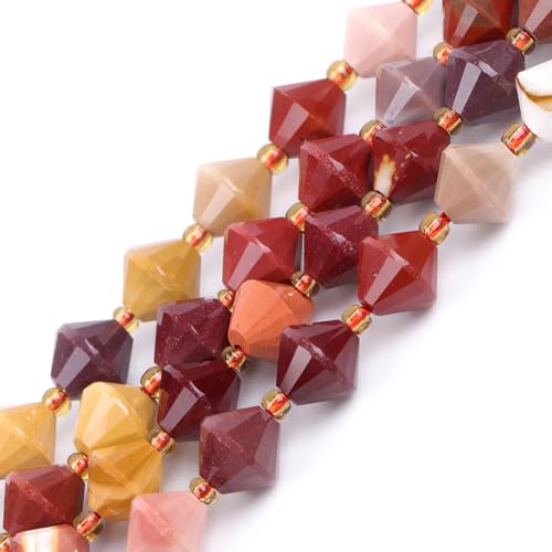 GEM-Inside 40 Stück facettierte Bipyramiden-Doppelkegel, 8 mm, natürlicher Mookait-Jaspis-Stein, Edelstein-Abstandshalter für Schmuckherstellung, Rot/Gelb GEM-Inside 40 Stück facettierte Bipyramiden-Doppelkegel, 8 mm, natürlicher Mookait-Jaspis-Stein, Edelstein-Abstandshalter für Schmuckherstellung, Rot/Gelb von GEM-INSIDE CREATE YOUR OWN FASHION