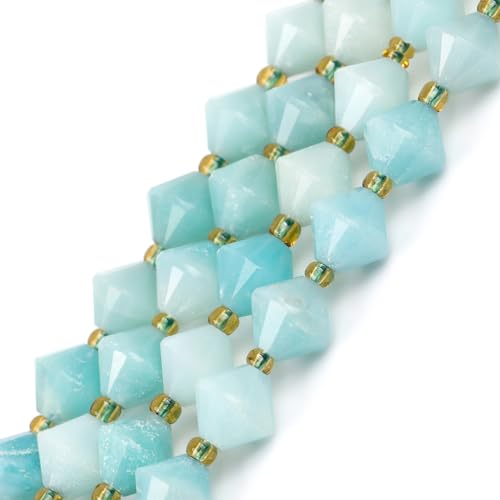 GEM-Inside 40 Stück facettierte Bipyramiden-Doppelkegel, blau, 8 mm, natürlicher Amazonit-Jaspis-Stein, Edelstein-Anhänger, Abstandshalter für Schmuckherstellung GEM-Inside 40 Stück facettierte Bipyramiden-Doppelkegel, blau, 8 mm, natürlicher Amazonit-Jaspis-Stein, Edelstein-Anhänger, Abstandshalter für Schmuckherstellung von GEM-INSIDE CREATE YOUR OWN FASHION
