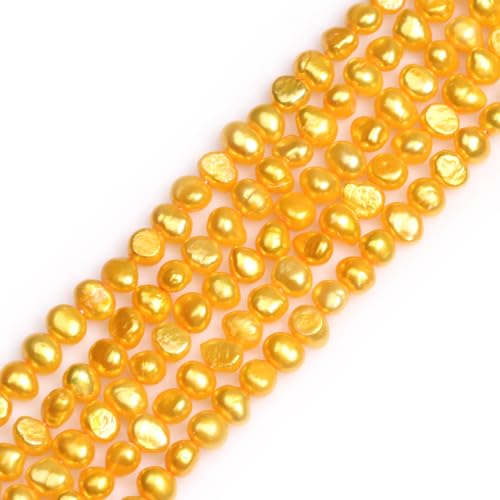 GEM-Inside 5–6 mm gelbe echte echte Perlen, barocke Freiform, flache Süßwasser-Zuchtperlen für Armbänder, Halsketten, Bastelarbeiten, Perlenstränge, 38,1 cm GEM-Inside 5–6 mm gelbe echte echte Perlen, barocke Freiform, flache Süßwasser-Zuchtperlen für Armbänder, Halsketten, Bastelarbeiten, Perlenstränge, 38,1 cm von GEM-INSIDE CREATE YOUR OWN FASHION