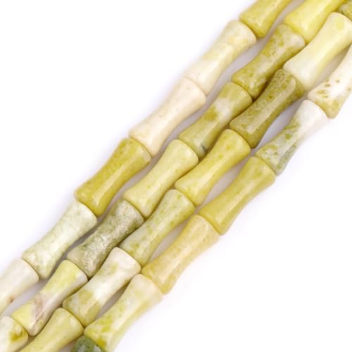 GEM-Inside 5 x 12 mm natürliche gelbe Jade Stein Pflanze Bambus Knochen Perlen für Schmuckherstellung Power Energie Chakra Stein Perlen von GEM-INSIDE CREATE YOUR OWN FASHION