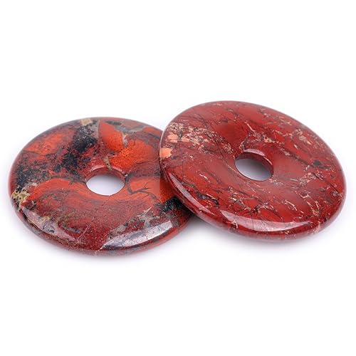 GEM-Inside 50 mm natürlicher roter Mohnblumen-Edelstein, runde Donut-Perlen für Anhänger, Schmuckherstellung, Power-Energie, Chakra, Massage, GuaSha-Schabwerkzeuge von GEM-INSIDE CREATE YOUR OWN FASHION