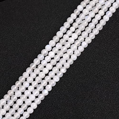 GEM-Inside Perlen aus natürlichem Regenbogen-Mondstein, Güteklasse AAA, 4 mm, rund, Halbedelstein, lose Perlen für Schmuckherstellung, 38,1 cm von GEM-INSIDE CREATE YOUR OWN FASHION