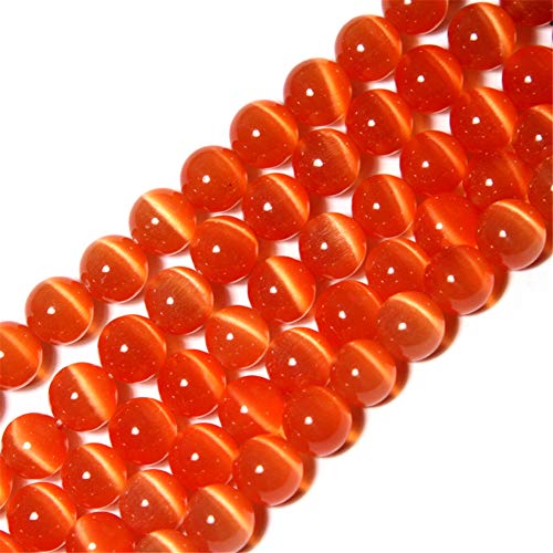GEM-Inside Perlen mit Katzenaugen, rund, 10 mm, Orange / Rot, für Schmuckherstellung, 38,1 cm von GEM-INSIDE CREATE YOUR OWN FASHION