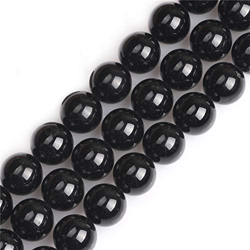 GEM-Inside natürliche 14 mm runde schwarze Turmalin-Edelstein-lose Perlen Energie-Power-Perlen für Schmuckherstellung, 38,1 cm von GEM-INSIDE CREATE YOUR OWN FASHION
