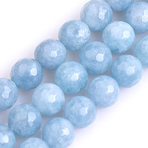 Gem-Inside 10 mm facettierte blaue Aquamarin-Jade natürliche Edelsteine runde Halbedelsteine lose Perlen für Schmuckherstellung 38,1 cm Strang von GEM-INSIDE CREATE YOUR OWN FASHION