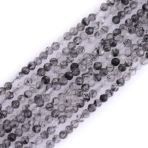 Gem-Inside 2 mm AA-Grade, schwarzer Rutilquarz, natürlicher Edelstein, facettiert, rund, Halbedelstein, lose Rocailles, für Schmuckherstellung, 38,1 cm Strang Gem-Inside 2 mm AA-Grade, schwarzer Rutilquarz, natürlicher Edelstein, facettiert, rund, Halbedelstein, lose Rocailles, für Schmuckherstellung, 38,1 cm Strang von GEM-INSIDE CREATE YOUR OWN FASHION