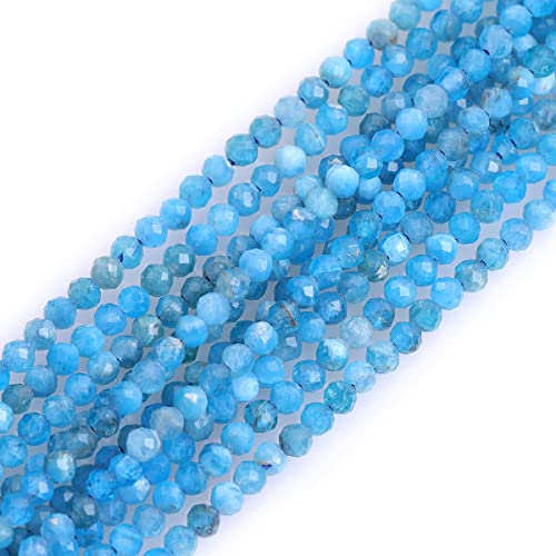 Gem-Inside 2 mm blauer Apatit, natürlicher Edelstein, facettiert, rund, Halbedelstein, lose Rocailles, für Schmuckherstellung, 38,1 cm Strang Gem-Inside 2 mm blauer Apatit, natürlicher Edelstein, facettiert, rund, Halbedelstein, lose Rocailles, für Schmuckherstellung, 38,1 cm Strang von GEM-INSIDE CREATE YOUR OWN FASHION