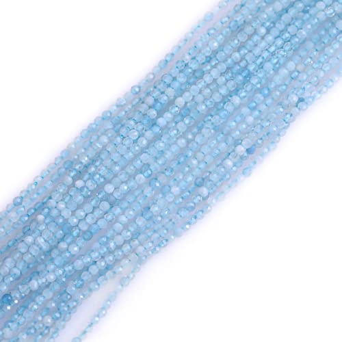 Gem-Inside 2 mm natürlicher blauer Aquamarin-Quarz, echter Kristall, facettiert, Abstandshalter für Schmuckherstellung, Strang, 40,6 cm von GEM-INSIDE CREATE YOUR OWN FASHION
