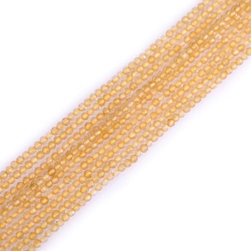 Gem-Inside 2 mm natürlicher gelber Citrin-Quarz, echter Kristall, facettiert, Abstandshalter für Schmuckherstellung, Strang, 38,1 cm von GEM-INSIDE CREATE YOUR OWN FASHION