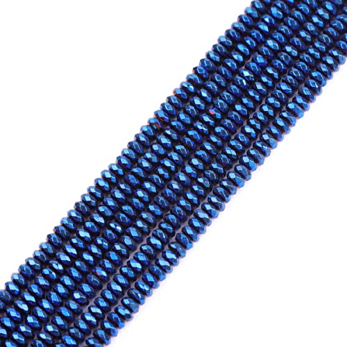 Gem-Inside 2 x 3 mm Rondelle-Stein, blauer Hämatit, nicht magnetische Metallperlen, natürlicher Edelstein, Heishi-Abstandshalter-Perlen für Armband, Halskette, Schmuckherstellung, Strang, 38,1 cm Gem-Inside 2 x 3 mm Rondelle-Stein, blauer Hämatit, nicht magnetische Metallperlen, natürlicher Edelstein, Heishi-Abstandshalter-Perlen für Armband, Halskette, Schmuckherstellung, Strang, 38,1 cm von GEM-INSIDE CREATE YOUR OWN FASHION