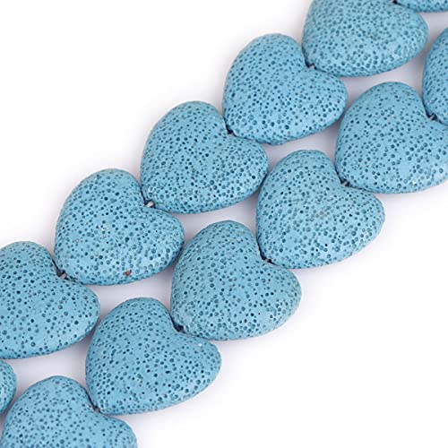 Gem-Inside 27 mm blaue Herz-natürliche Lavastein-Perlen für Schmuckherstellung, Großpackung, 38,1 cm, Halbedelstein, DIY, handgefertigtes Bastelzubehör von GEM-INSIDE CREATE YOUR OWN FASHION