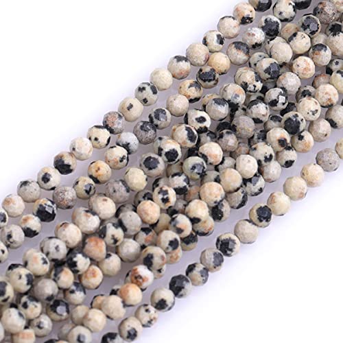Gem-Inside 3 mm Dalmatiner-Jaspis, natürlicher Edelstein, facettiert, rund, Halbedelstein, lose Rocailles, für Schmuckherstellung, 38,1 cm Strang Gem-Inside 3 mm Dalmatiner-Jaspis, natürlicher Edelstein, facettiert, rund, Halbedelstein, lose Rocailles, für Schmuckherstellung, 38,1 cm Strang von GEM-INSIDE CREATE YOUR OWN FASHION