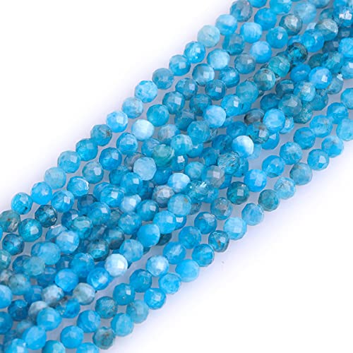 Gem-Inside 3 mm blauer Apatit, natürlicher Edelstein, facettiert, rund, Halbedelstein, lose Rocailles, für Schmuckherstellung, 38,1 cm Strang Gem-Inside 3 mm blauer Apatit, natürlicher Edelstein, facettiert, rund, Halbedelstein, lose Rocailles, für Schmuckherstellung, 38,1 cm Strang von GEM-INSIDE CREATE YOUR OWN FASHION
