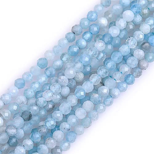 Gem-Inside 3 mm blauer Aquamarin, natürlicher Edelstein, facettiert, rund, Halbedelstein, lose Rocailles, für Schmuckherstellung, 38,1 cm Strang Gem-Inside 3 mm blauer Aquamarin, natürlicher Edelstein, facettiert, rund, Halbedelstein, lose Rocailles, für Schmuckherstellung, 38,1 cm Strang von GEM-INSIDE CREATE YOUR OWN FASHION