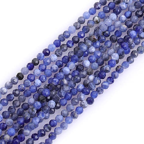 Gem-Inside 3 mm blauer Sodalith-Jaspis, natürlicher Edelstein, facettiert, rund, Halbedelstein, lose Rocailles, für Schmuckherstellung, 38,1 cm Strang Gem-Inside 3 mm blauer Sodalith-Jaspis, natürlicher Edelstein, facettiert, rund, Halbedelstein, lose Rocailles, für Schmuckherstellung, 38,1 cm Strang von GEM-INSIDE CREATE YOUR OWN FASHION