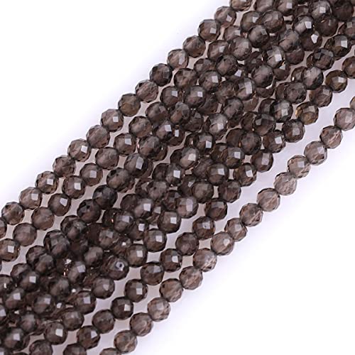 Gem-Inside 3 mm brauner Rauchquarz, natürlicher Edelstein, facettiert, rund, Halbedelstein, lose Rocailles, für Schmuckherstellung, 38,1 cm Strang von GEM-INSIDE CREATE YOUR OWN FASHION