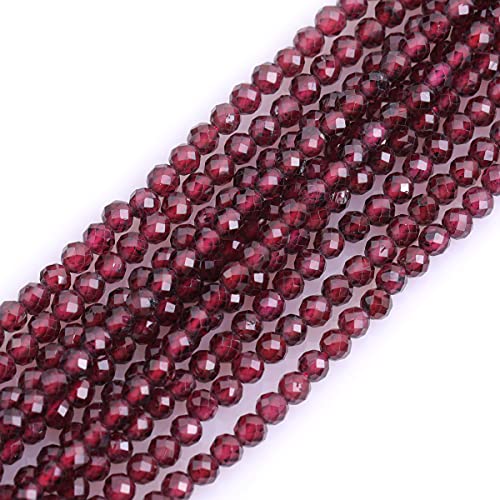 Gem-Inside 3 mm dunkelroter Granat, natürlicher Edelstein, facettiert, rund, Halbedelstein, lose Rocailles, für Schmuckherstellung, 38,1 cm Strang Gem-Inside 3 mm dunkelroter Granat, natürlicher Edelstein, facettiert, rund, Halbedelstein, lose Rocailles, für Schmuckherstellung, 38,1 cm Strang von GEM-INSIDE CREATE YOUR OWN FASHION