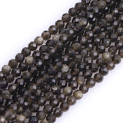 Gem-Inside 3 mm goldener Obsidian, natürlicher Edelstein, facettiert, rund, Halbedelstein, lose Rocailles, für Schmuckherstellung, 38,1 cm Strang Gem-Inside 3 mm goldener Obsidian, natürlicher Edelstein, facettiert, rund, Halbedelstein, lose Rocailles, für Schmuckherstellung, 38,1 cm Strang von GEM-INSIDE CREATE YOUR OWN FASHION