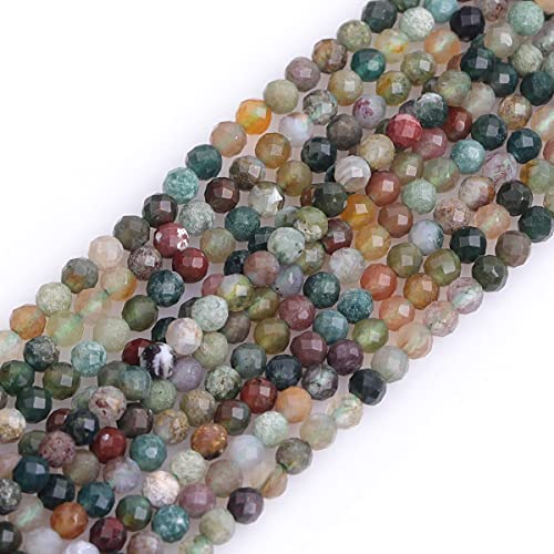 Gem-Inside 3 mm indischer Achat, natürlicher Edelstein, facettiert, rund, Halbedelstein, lose Rocailles, für Schmuckherstellung, 38,1 cm Strang von GEM-INSIDE CREATE YOUR OWN FASHION