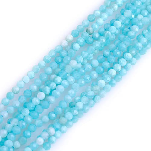 Gem-Inside 3 mm reiner Amazonit, natürlicher Edelstein, facettiert, rund, Halbedelstein, lose Rocailles, für Schmuckherstellung, 38,1 cm Strang von GEM-INSIDE CREATE YOUR OWN FASHION