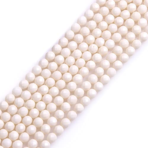 Gem-Inside 6 mm natürliche weiße Koralle rund facettiert Edelstein lose Perlen für Schmuckherstellung 38,1 cm 63–66 Stück pro Strang, Bulk von GEM-INSIDE CREATE YOUR OWN FASHION
