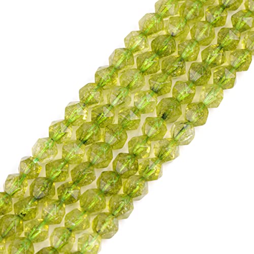 Gem-Inside 6 mm natürlicher Peridot-Kristallstein, runder Edelstein, Halbedelstein, facettierte Perlen für Schmuckherstellung, 38,1 cm Perlenstrang zum Selbermachen (63 Stück/Strang) von GEM-INSIDE CREATE YOUR OWN FASHION