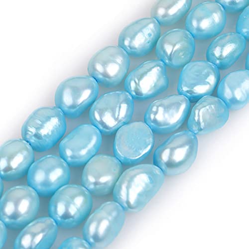 Gem-Inside 8-9 mm Himmelblaue Perlen echte Süßwasser-Zuchtperlen Edelstein Perlen für Schmuckherstellung Bulk volle 38,1 cm von GEM-INSIDE CREATE YOUR OWN FASHION