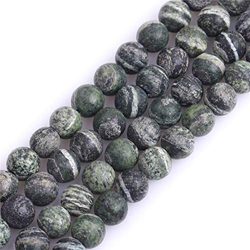 Gem Inside 8 mm matt unpoliert grüner Zebra-Jaspis Halbedelstein runde Perlen für Schmuckherstellung DIY Handwerk Zubehör 38,1 cm von GEM-INSIDE CREATE YOUR OWN FASHION