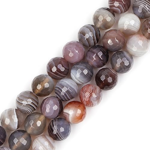 Gem-Inside Botswana-Achat, facettiert, rund, Halbedelstein, Naturstein-Perlen für Schmuckherstellung, 38,1 cm, Perlenstrang, handgefertigtes Bastelzubehör Gem-Inside Botswana-Achat, facettiert, rund, Halbedelstein, Naturstein-Perlen für Schmuckherstellung, 38,1 cm, Perlenstrang, handgefertigtes Bastelzubehör von GEM-INSIDE CREATE YOUR OWN FASHION