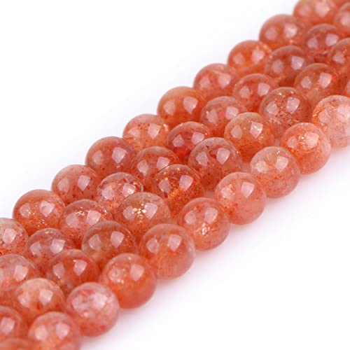 Gem-Inside Chakra-Perlen für Schmuckherstellung, 7 mm, orangefarben, natürlicher Edelstein, Sonnenstein, rund, poliert, 38,1 cm, Bastelbedarf (56 Stück/Strang) von GEM-INSIDE CREATE YOUR OWN FASHION
