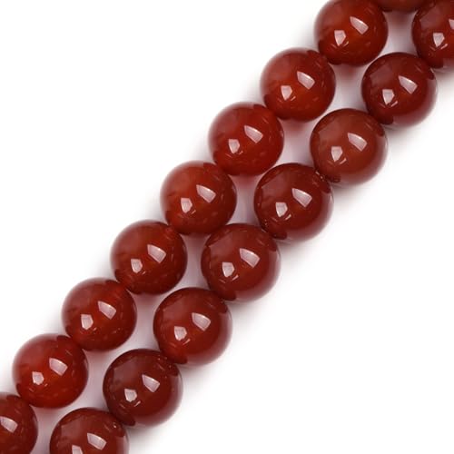 Gem-Inside Natürlicher roter Achat Stein 18 mm runde Perlen für Schmuckherstellung Strang 38,1 cm 22 Stück Perlen Halbedelstein DIY Handarbeit Bastelbedarf von GEM-INSIDE CREATE YOUR OWN FASHION