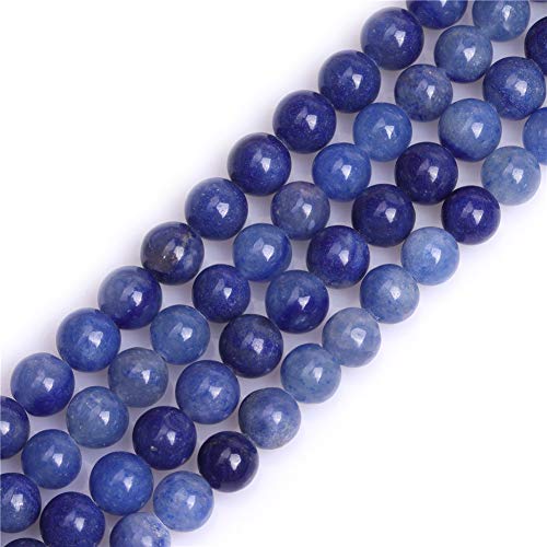 Gem Inside natürliche AA-Klasse, 8 mm, blaue Aventurin-Jade, runde Halbedelsteine, lose Perlen für Schmuckherstellung, 38,1 cm von GEM-INSIDE CREATE YOUR OWN FASHION