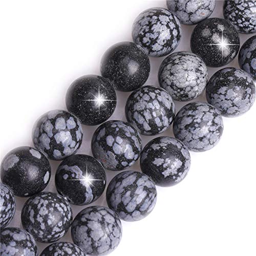 Natürlicher Schneeflocken-Obsidian-Jaspis, Edelstein, Halbedelstein, rund, 12 mm, lose Perlen für Schmuckherstellung, Armband, Halskette, Basteln, 38,1 cm Natürlicher Schneeflocken-Obsidian-Jaspis, Edelstein, Halbedelstein, rund, 12 mm, lose Perlen für Schmuckherstellung, Armband, Halskette, Basteln, 38,1 cm von GEM-INSIDE CREATE YOUR OWN FASHION