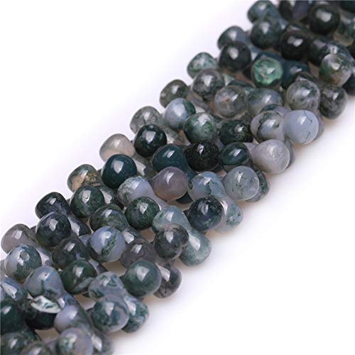Natürlicher grüner Moosachat-Edelstein, Halbedelstein, 6 x 12 mm, Hantel-Perlen für Schmuckherstellung, DIY-Armband, Halskette, Handwerk, 38,1 cm von GEM-INSIDE CREATE YOUR OWN FASHION