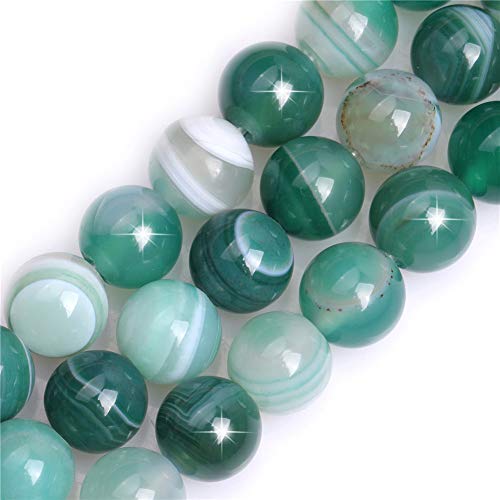 Natürlicher grüner Onyx-Achat-Edelstein, Halbedelstein, rund, 12 mm, lose Perlen für Schmuckherstellung, Armband, Halskette, Basteln, 38,1 cm von GEM-INSIDE CREATE YOUR OWN FASHION