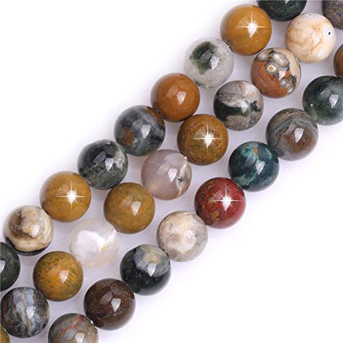 Natürlicher mehrfarbiger Ozeanachat-Edelstein, Halbedelstein, rund, 10 mm, lose Perlen für Schmuckherstellung, DIY, Armband, Halskette, Basteln, 38,1 cm Natürlicher mehrfarbiger Ozeanachat-Edelstein, Halbedelstein, rund, 10 mm, lose Perlen für Schmuckherstellung, DIY, Armband, Halskette, Basteln, 38,1 cm von GEM-INSIDE CREATE YOUR OWN FASHION