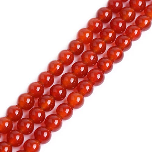 Natürlicher roter Achat-Edelstein, Halbedelstein, rund, 8 mm, lose Perlen für Schmuckherstellung, Armband, Halskette, Handwerk, 38,1 cm von GEM-INSIDE CREATE YOUR OWN FASHION