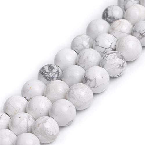 Natürlicher weißer Howlith, Halbedelstein, rund, 10 mm, lose Perlen für Schmuckherstellung, Armband, Halskette, Basteln, 38,1 cm von GEM-INSIDE CREATE YOUR OWN FASHION