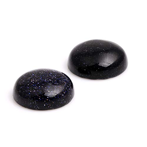 SHGbeads Blauer Sandstein, rund, Cabochon, flache Rückseite, Kuppel für Schmuck, Ringanhänger, 14 mm, 5 Stück (ohne Loch) von GEM-INSIDE CREATE YOUR OWN FASHION