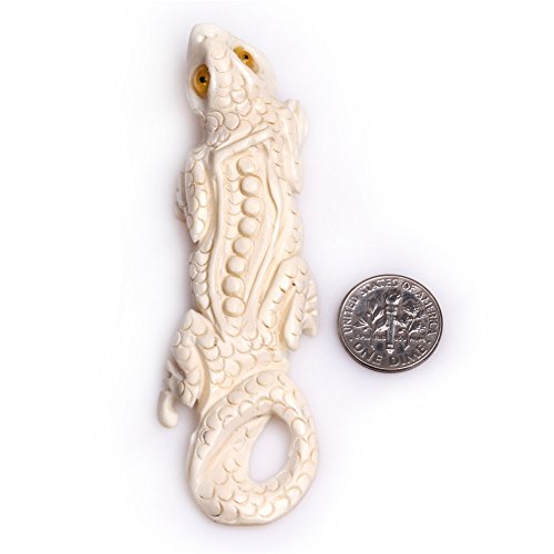 SHGbeads Natürliche geschnitzte Knochen Cabochon Perlen für Schmuckherstellung, 22 x 53 mm, große weiße Tierfische, 3 Stück von GEM-INSIDE CREATE YOUR OWN FASHION