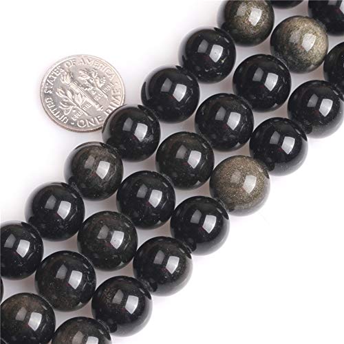 SHGbeads Perlen aus natürlichem Obsidian, lose Perlen für Schmuckherstellung, rund, 12 mm, großes Loch, 1,5 mm - 2 mm, 38,1 cm SHGbeads Perlen aus natürlichem Obsidian, lose Perlen für Schmuckherstellung, rund, 12 mm, großes Loch, 1,5 mm - 2 mm, 38,1 cm von GEM-INSIDE CREATE YOUR OWN FASHION