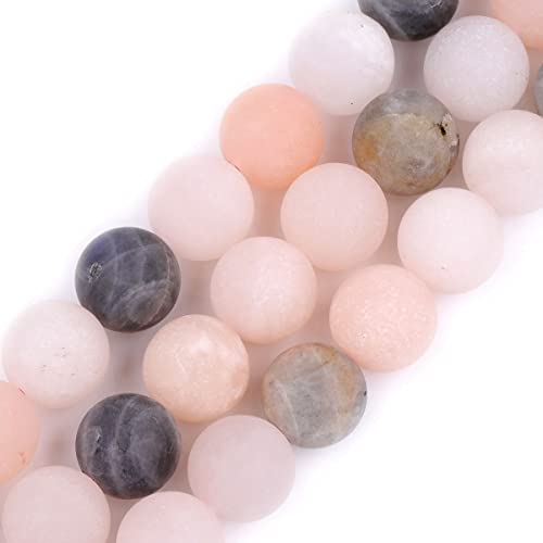 SHGbeads gemischte matte Mondstein-Perlen aus natürlichem Edelstein, lose Perlen für Schmuckherstellung, rund, 12 mm, 38,1 cm von GEM-INSIDE CREATE YOUR OWN FASHION