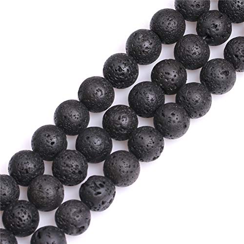 Sweet & Happy Girl's store 12mm runde Edelstein schwarzem Lavagestein Perlen Strang 15 Zoll Schmuckherstellung Perlen von GEM-INSIDE CREATE YOUR OWN FASHION