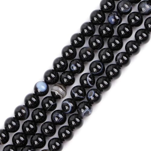 Sweet & Happy Girl's store 6mm Natur Edelstein-Schwarz Bande Achat Perlen für Schmuck machen 15 Zoll von GEM-INSIDE CREATE YOUR OWN FASHION