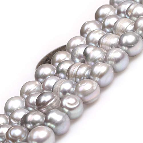 Sweet & Happy Girl's store 9-10mm Grau Farbe Süßwasser-Zuchtperlen Perlen Strang 15 Zoll Schmuckherstellung Perlen von GEM-INSIDE CREATE YOUR OWN FASHION