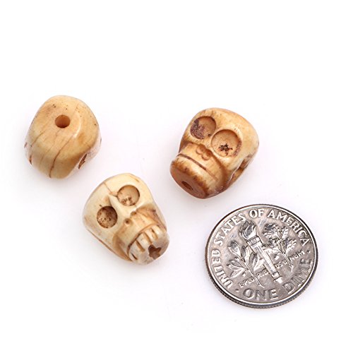 Totenkopf-Perlen für Schmuckherstellung, 13 x 14 mm, großes Loch, 1,2 mm, Gelb, 30 Stück von GEM-INSIDE CREATE YOUR OWN FASHION