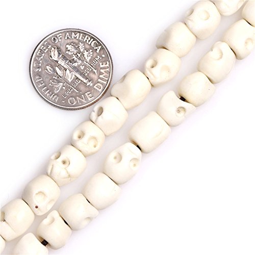 Totenkopf-Perlen für Schmuckherstellung, 7 x 8 mm, großes Loch, 1,2 mm, Weiß geschnitzt, 40,6 cm von GEM-INSIDE CREATE YOUR OWN FASHION
