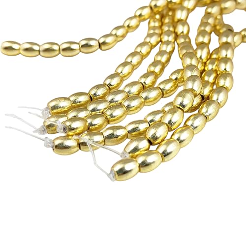 Ovale Abstandshalter aus vergoldetem Messing, Nugget-Stil, Schmuckherstellungszubehör zum Basteln von Halsketten, Armbändern und Ohrringen, 20,3 cm langer Strang mit 40 Metallperlen für von GEMDESIGNSS